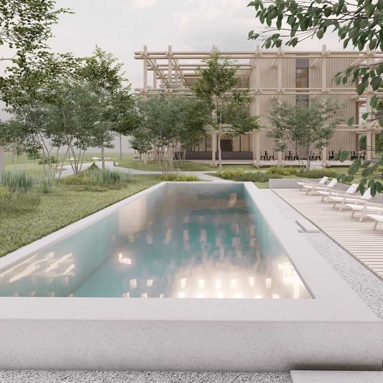 Hotel Bergeblick_Aussenansicht Rendering komprim (c) BERGEBLICK Bioweiderind